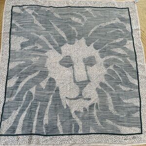 Black and Peach Lion Print All Silk Scarf Anne Klein
